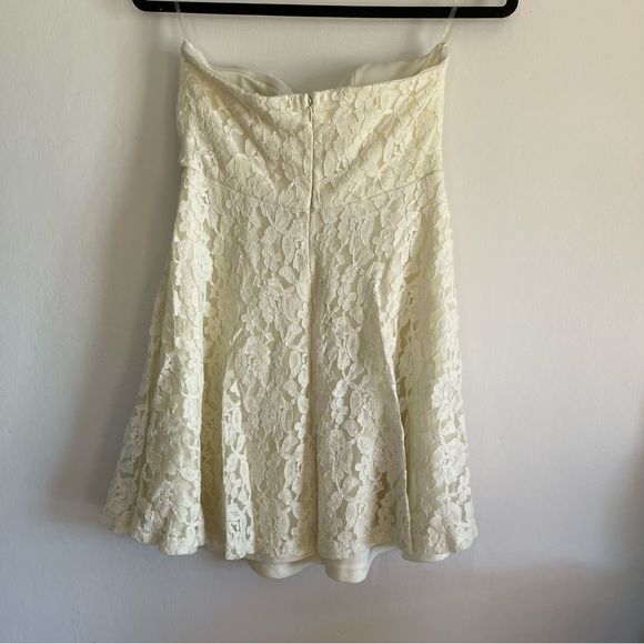 Red Clover White Lace Strapless Short Mini Skater Dress - Picture 2 of 5